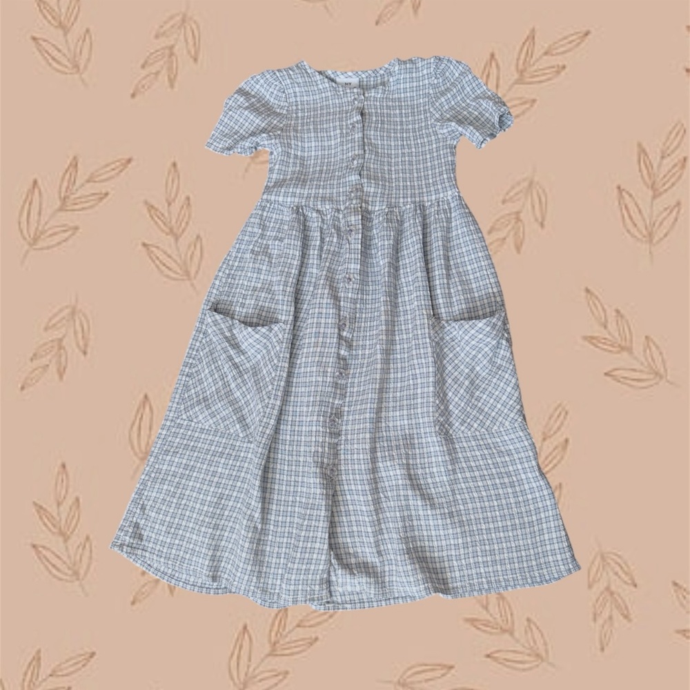 Vintage My Michelle blue plaid button dress cute